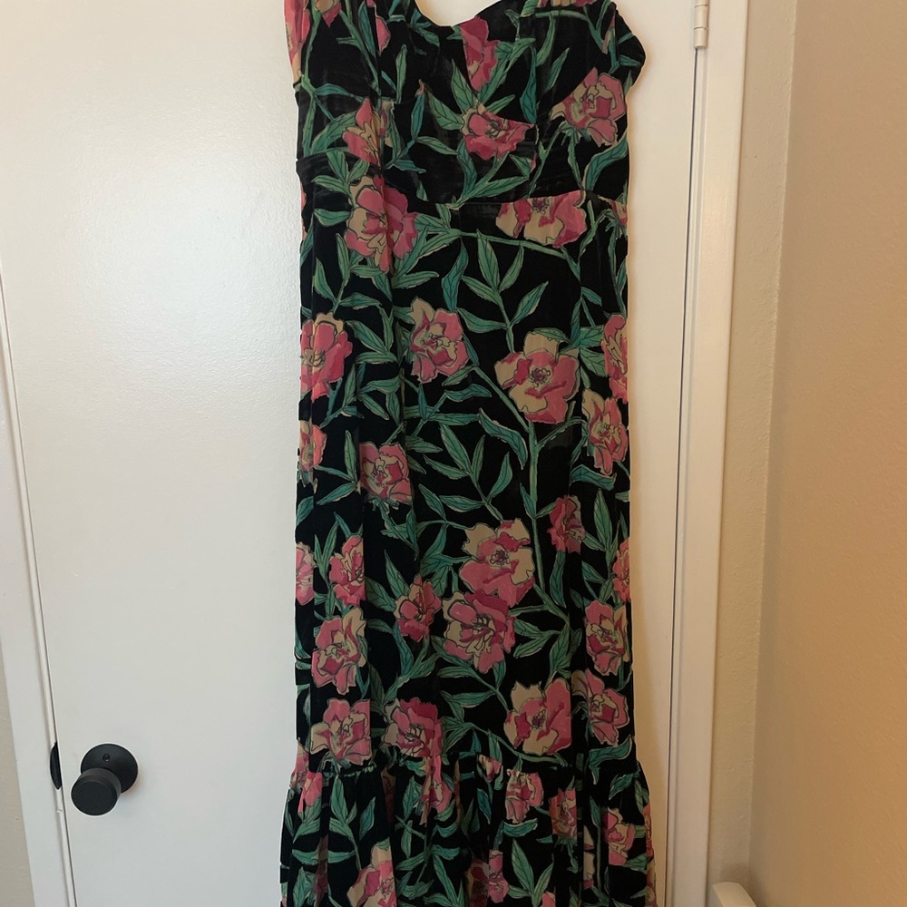 Lulu's Black Floral Maxi Dress with Pink & Green Print - Picture 11 of 11